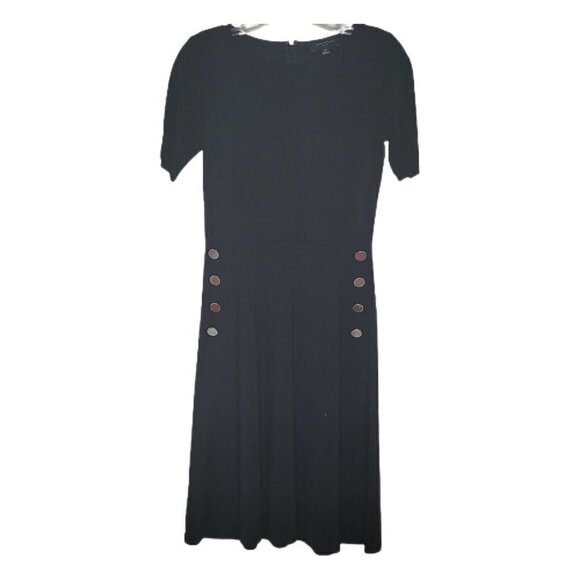 Ann Taylor Dresses & Skirts - Ann Taylor Black Jersey Button Accent Jersey Midi Dress Size 0 Petite